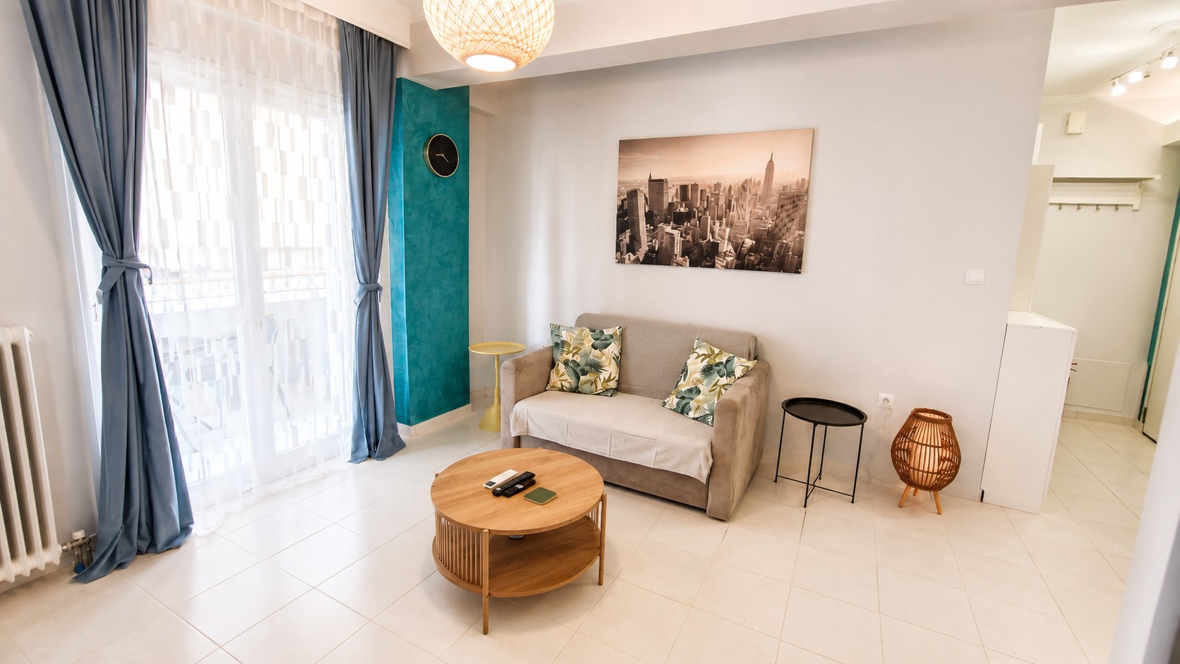 Bright living room with sofa bed at ESSENZA by ELIZOR COLLECTION in Preveza